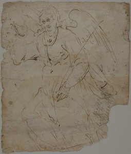 Annunciate Meleği (recto); Oturan Figür Eskizleri ve Annunciate Meleğinin Üst Kısmı ve Sağ Eli (verso) by Unknown artist