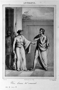Antigone Perde I, sahne 3. Vittorio Alfieri tarafından 1783'te Yunan mitolojisinden sonra yazılan İtalyan trajedisi. 18. yüzyılın gravürü. by Unknown artist