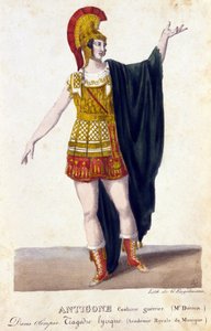 Antigone savaşçı kostümü. 18. yüzyıl gravürü. by Unknown artist