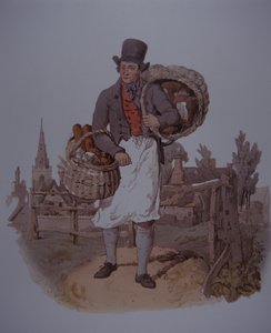 Ekmek dağıtan fırıncı, 19. yüzyılın başlarında (renkli taş) by Unknown artist