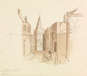 Biggin Caddesi ve Aziz Mary Kilisesi, Dover by Unknown artist