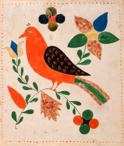 Çiçekli Dalda Sola Bakan Kuş by Unknown artist