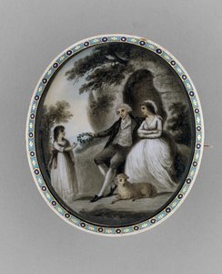 Broş, c.1800 (fildişi, saç, emaye üzerine sepya by Unknown artist