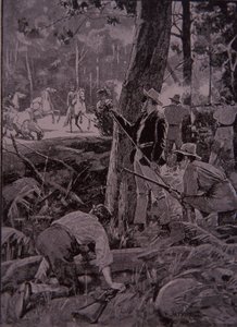 Bushrangers, Avustralyalı haydutlar, altın bir eskort soyuyor (gravür) by Unknown artist