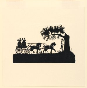 Siluette Araba ve Atlar by Unknown artist