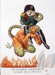 Şeytan tarafından taşınan Napolyon Bonapart hakkında karikatür: Şeytan Fransa