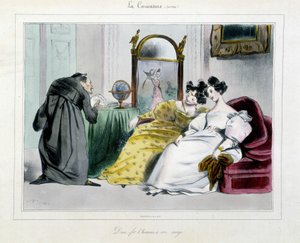 Kambur bir rahibin karikatürü: “Tanrı insanı kendi suretinde yarattı” by Unknown artist
