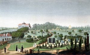 Père Lachaise Mezarlığı, 1820 dolaylarında - Courvoisier tarafından “Paris Manzaraları”nda by Unknown artist
