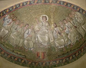 Yasa Koyucu İsa, Havarilerle Birlikte Tahta Çıkmış, San Lorenzo Maggiore, Milano (mozaik) by Unknown artist