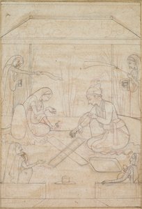 Bir Terasta Chaupar Oynayan Çift by Unknown artist