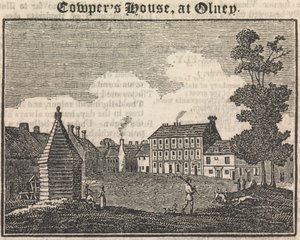 Olney'deki Cowper's House (metinle birlikte)(Aynadan)[benzer bir gravür "The Tourist; edebiyat ve kölelik karşıtı bir dergi"de yer almaktadır, 28 Ocak 1833, sayfa 189]; sayfa 76 (Birinci Cilt) by Unknown artist