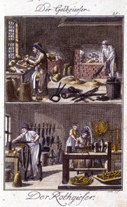 Zanaat zanaat: atölyelerinde bakır izabe ve dinandier. Johan Peter Vire tarafından "Gençler için sanat ve zanaat ve atölye çalışmalarının kapsamlı açıklaması"nda. Ed. Nürnberg, Weigel ve Schneider by Unknown artist