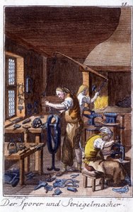 Craft craft: mahmuz, kendi atölyesinde büzülme fırçası üreticisi. Johan Peter Vire tarafından "Gençler için sanat ve zanaat ve atölye çalışmalarının kapsamlı açıklaması"nda. Ed. Nürnberg, Weigel ve Schneider by Unknown artist