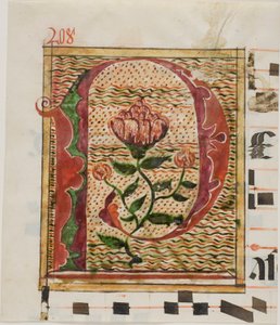 El Yazmasından Çiçeklerle Süslenmiş "P" Harfi by Unknown artist
