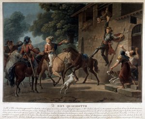 Don Kişot mızrağına biniyor. by Unknown artist