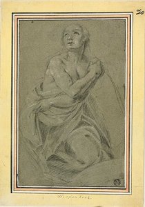 Örtülü Diz Çökmüş Kadın Çıplak by Unknown artist