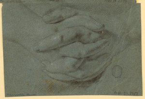 Çizim: Katlanmış eller için bir çalışma by Unknown artist