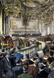Dreyfus davası. Yargıtay, davanın yeniden görülmesine karar verdi. 1899. by Unknown artist