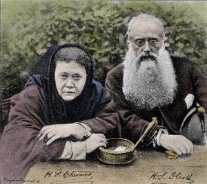 Elena Petrovna Blavatsky (1831-1891), Rus teozof, 1875'te Henry Steel Olcott ile Teosofi Cemiyeti'nin kurucu ortağı. by Unknown artist