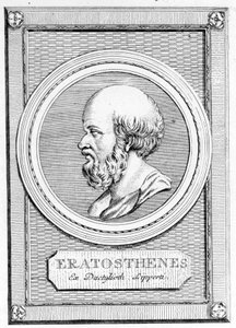 Eratosthenes (MÖ 275 - MÖ 195) matematikçi, astronom, coğrafyacı ve şair. Sonradan bir portre: “Antik Yunanlılar ve Romalılar Galerisi”, cilt. II. Poschiavo 1784. by Unknown artist