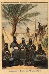 Touareg kervanının kış velodromunda sergilenmesi. “” Le petit dergide” gravür” 4/06/1894. Selva