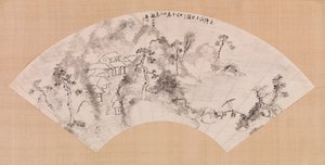 Yelpaze - Atlı ve Köprülü Manzara by Unknown artist