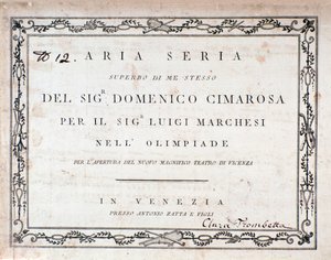 Domenico Cimarosa'nın Aria Seria müziğinin ilk sayfası by Unknown artist