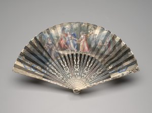Klasik bir konu, muhtemelen bir evlilik alegorisi olan katlanır yelpaze, c.1750