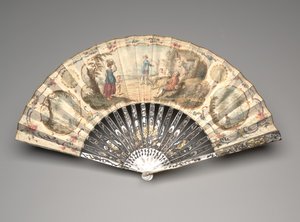 Pastoral sahneli katlanır yelpaze, c.1770