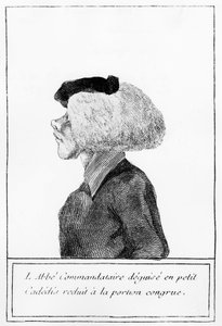 Fransız Devrimi: Ulusa din adamlarının mülkiyetinin sağlanmasından sonra, kılık değiştirmiş bir başrahipin temsili - gravür by Unknown artist