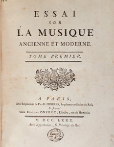 Jean Benjamin de Laborde (Jean-Benjamin de La Borde) (1734-1794) 1780 Bologna, civico museomusicale tarafından ""Antik ve modern müzik üzerine deneme"nin ön yüzü by Unknown artist