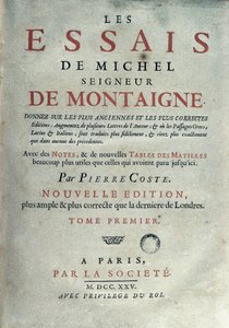 Fransız yazar ve hümanist Michel de Montaigne (1533-1592) tarafından yazılan “Les denemeler”in ön yüzü. 1725 Barselona. Biblioteca de Catalunya by Unknown artist