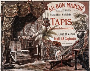 Mobilya ve mobilya halıları - 19. yüzyılın sonlarında “Le bon Marche” mağazasının reklamı. by Unknown artist