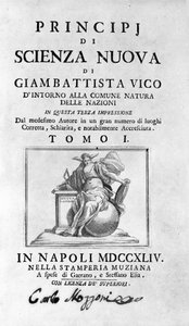 Giambattista Vico. Giovanni, Gian Battista, Jean Baptiste veya Jean-Baptiste olarak da adlandırılır. "" Yeni Bilim "in Cephesi by Unknown artist