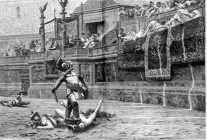 J L Gerome resminden sonra Roma döneminde gladyatör savaşı by Unknown artist