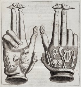 “Mensae Isiaca”da eller (Tanrıların Ulu Anası, mühürleri, mücevherleri, tılsımları ve bazı figürlerinin konuşması) by Unknown artist