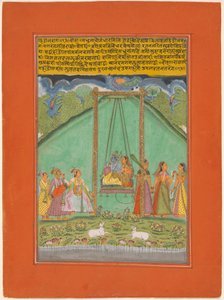 Hindol Raga, Garland of Musical Ragas (Ragamala) Setinden bir sayfa by Unknown artist