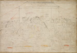 Hindu Tanrısı Krishna, Holi Bahar Şenliği için Kadın Giysileri İçinde Giyiniyor by Unknown artist