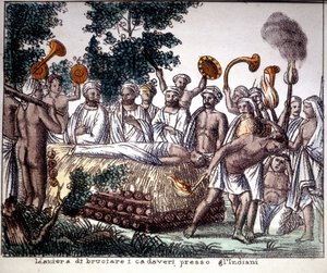 Hinduizm: ölü yakma sahnesi. Özel Kol. by Unknown artist