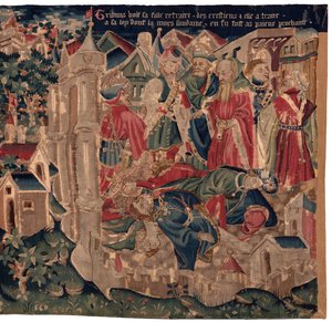 Aziz Piat ve Aziz Eleuthère'in Tarihi, Sahne 14: Veba, Tournai şehrini mahvediyor. by Unknown artist