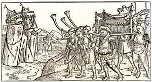 Yahudiler Ahit Sandığını Eriha'nın yıkılan duvarlarının önünde taşıyor by Unknown artist