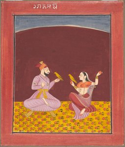 "Dipak Raga" Ailesinden Kamod Raga, Ragamala Serisinden bir sayfa by Unknown artist