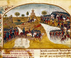 Kral Büyük İskender (M.Ö. 356-323) ve ordusu Quintus Curtius Rufus (Quinte Curce) (1. yüzyıl), yaklaşık 1468. (Ms. 1335) Reims. Belediye Kütüphanesi by Unknown artist