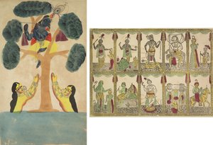 Krishna Kovboy Kızların Giysilerini Çalıyor (Gopis) (rekto); Das Avataras, Vishnu'nun On Enkarnasyonu (verso) by Unknown artist