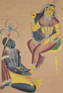 Krishna Radha'nın Ayaklarını Okşayarak by Unknown artist
