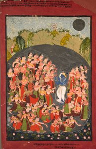 Krishna ve Gopiler Rasamandala için Toplanıyor by Unknown artist