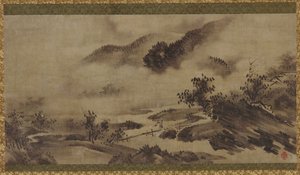 Manzara: dağlar, sis ve dere by Unknown artist