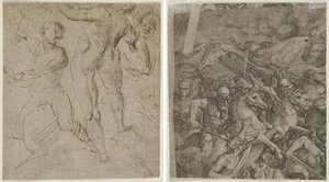 Laocoön (rekto); Milvian Köprüsü Savaşı (parça) (verso) by Unknown artist