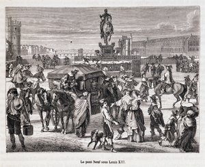 Louis XIII altında Le Pont Neuf - 19. yüzyılın gravürü by Unknown artist