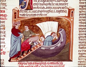 İmparator Justinianus zamanında bir gemiye yükleme (Minyatür by Unknown artist